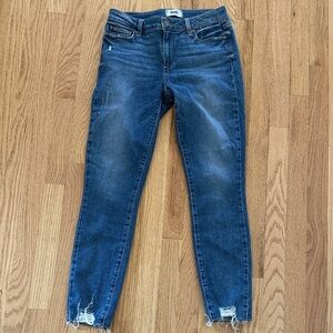 PAIGE VERDUGO ANKLE Blue Distressed Skinny Jeans